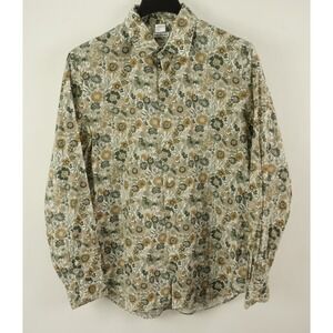 Robert‎ Friedman Men's XL Green Watercolor Floral Jersey Cotton Button Up Shirt
